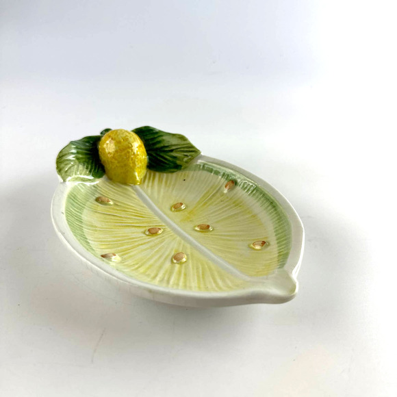 Vintage Hand Painted Lemon Dish Made In Italy 7" - Picture 2 of 10